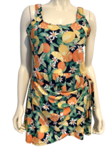 Old Navy Blue, Orange, Yellow Floral Citrus Print One Piece Skirted Swim... - $23.74