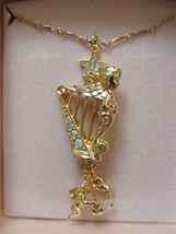 Kirks Folly Cherub And Harp&quot; Gold-Tone Pendant With Dangling Charms And Necklace - £39.50 GBP