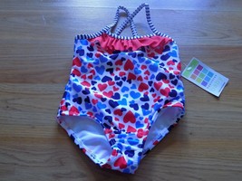 Size 24 Months Healthtex Red White Blue Hearts One-Piece Swimsuit Swim S... - £11.97 GBP