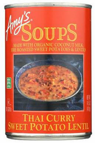 Amy's Organic Thai Curry Sweet Potato Lentil Soup, 14.1 oz Can, Case of 12 vegan - $77.99