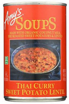 Amy&#39;s Organic Thai Curry Sweet Potato Lentil Soup, 14.1 oz Can, Case of 12 vegan - £62.14 GBP