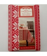 Fair Isle Vinyl Tablecloth 60 x 102 Red White Knitted Look Christmas Hol... - $31.44 CAD