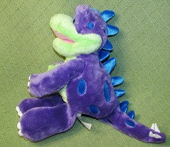 Dinosaur Dragon Hand Puppet Plush Animal Alley Rare Purple Green Stuffed Animal - £7.55 GBP