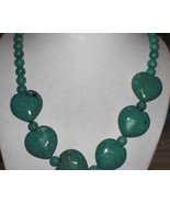 Huge Genuine Turquoise Howlite Hearts/ Beads Necklace - $100.00