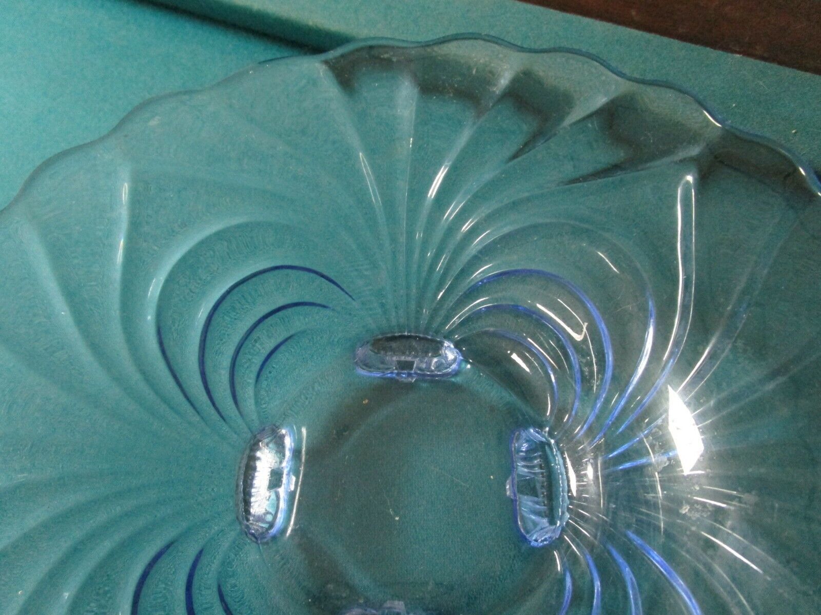 Footed Bowl Depression Pink Blue Glass Pick 1  Item image 8