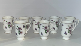 Vintage 7 Royal Victoria Fine Bone China Footed Tea Coffee Cup Mugs. England - $90.00