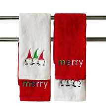 Merry Merry Gnomes Fingertip Towels Set of 4 Winter Holiday Embroidered - £38.94 GBP