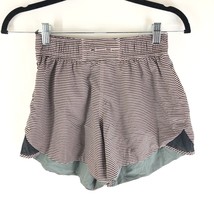 Lululemon Womens Go The Distance Reversible Shorts Striped Brown Gray 4 - £21.20 GBP