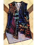 JOSEPH RIBKOFF Multi-Color Graphic Print Asymmetrical Flowy V-Neck Tank ... - $19.50