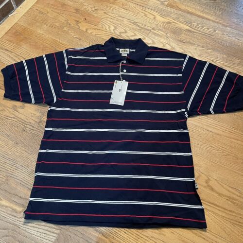 Primary image for NWT Vintage PJ Mark Blue, White, Red Stripe Short Sleeve Polo Shirt - Size L