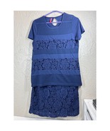 Ruby Ribbons Women’s Blue Shirt Skirt Outfit Set Combo Floral Lace Size ... - $70.02 CAD