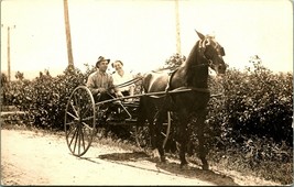 RPPC Horse and Buggy Ride Down A Country Road Happy Passengers Postcard D10 - £9.45 GBP