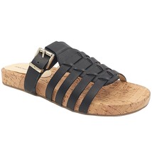 Isaac Mizrahi Women Fisherman Slide Sandals Jumper Size US 7.5M Black Leather - £17.36 GBP