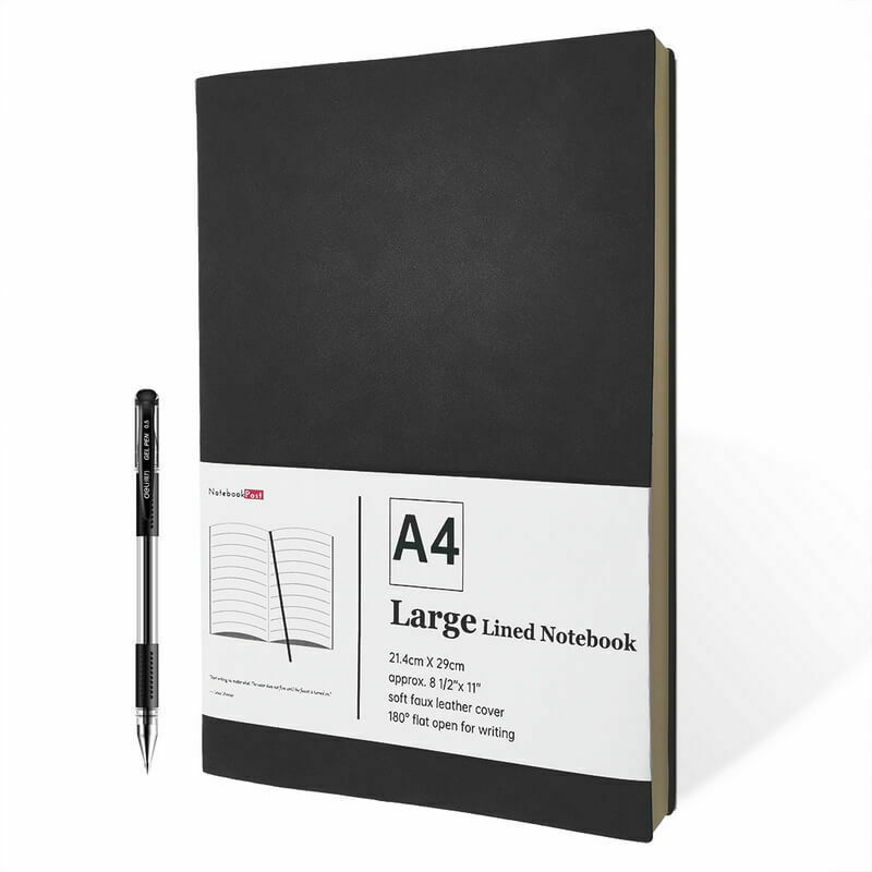 A4 Notebook Soft Leather Cover 400 Pages Lined Writing Paper Personalised Diary