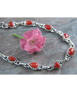 Sterling Silver 9 Stone Coral Bracelet Link - £47.95 GBP