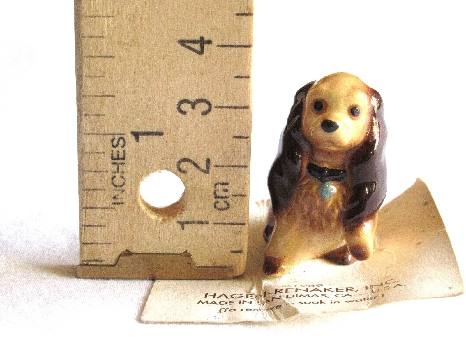 Vtg Hagen Renaker Miniature Dog Cocker Spaniel Mama Ceramic Figurine 1989 Paw Up - $9.49