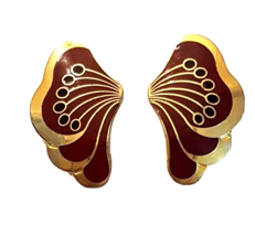 Laurel Burch Butterfly Wings Pcd Earrings VTG Gold Plated Nickel Free st... - $34.57