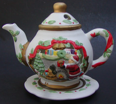 Vintage Teapot Candle Holder Votive Tealight Christmas Porcelain Handpainted - £18.43 GBP