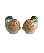Vintage Japan Duck Salt Pepper Shakers Green Head Lusterware Set - $16.20