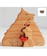 Handmade Wooden Puzzle Featuring Wolf Family, Fun Learning Tool  Kids, G... - £9.40 GBP