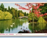 Pond and Bridge Beacon Hill Park Victoria BC Canada UNP WB Postcard B14 - £2.29 GBP