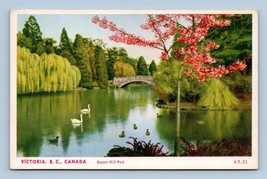 Pond and Bridge Beacon Hill Park Victoria BC Canada UNP WB Postcard B14 - £2.29 GBP