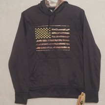 Mossy Oak American Flag Men&#39;s Black and Camo Hoodie Size M - £31.18 GBP