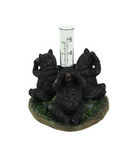 See Hear Speak No Evil Bear Rain Gauge Decorative Resin Garden Statue Glass Tube - £21.88 GBP