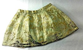 Metallic Gold Floral Brocade Lined &amp; Ribbing Mini Skirt ASOS Womens Size 6 - £26.58 GBP