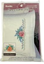 Bucilla Elegant Rose Pillowcases Stamped Cross Stitch Pattern Vintage 19... - $360.52 MXN