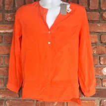 S.Y.L.K Size XS Bright Orange Reese Button Up 100% Silk Shirt Blouse New W/ Tags - £11.71 GBP