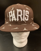 Paris Hat Baseball Cap Mens Brown Embroidered France Adjustable Eiffel Tower AOP - £10.18 GBP