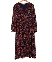 Julia Jordan Dress Size 16 Navy Floral Lined Long Sleeves Empire Waist D... - $470.66 MXN