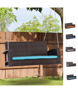 2-Person Outdoor Wicker Hanging Porch Swing Bench with Cushion - $274.38 CAD