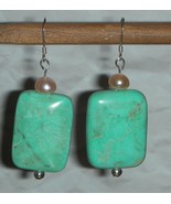 BEAUTIFUL TURQUOISE AND FW PEARLS Beads EARRINGS - €24,05 EUR