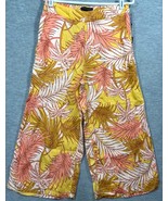 Tahari Womens Pants L Tropical Leaf Print 100% Linen Wide Leg Crop - $24.63
