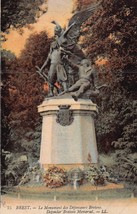 Brest France~Le Monument Des Defenseurs BRETONS~1910s Tinted Photo Postcard - £6.98 GBP