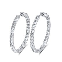 Effie Queen Women Big Round Hoop Earrings Cubic Zircon Vintage Eternity Circle L - £18.84 GBP