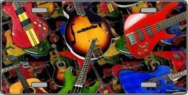 Colorful Guitars Collage Background Novelty 6&quot; x 12&quot; Metal License Plate... - $5.95