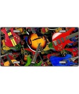 Colorful Guitars Collage Background Novelty 6&quot; x 12&quot; Metal License Plate... - £4.64 GBP