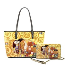 NOISYDESIGNS Classic Klimt Print Shoulder Bags Kiss Handbags Women PU Leather La - £79.62 GBP