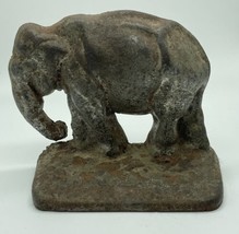 VTG Grazing Elephant Bookend Old Cast Iron Bronze Wash High Relief Detai... - £11.02 GBP