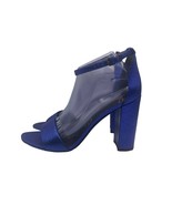 Sam Edelman Yaro Metallic Blue Heels Pumps Block Ankle Strap Womens 10.5 - $54.44