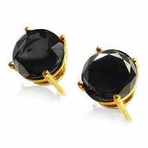 14k Yellow Gold Black Diamond Stud Earrings - £279.77 GBP+