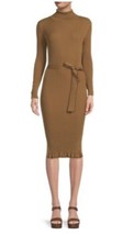 AREA STARS Ribbed Belted Dress. Size Large. Brown. Defect. New With Tags. - £47.03 GBP
