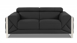 75" Gray And Silver Italian Leather Loveseat - $52,477.21 MXN