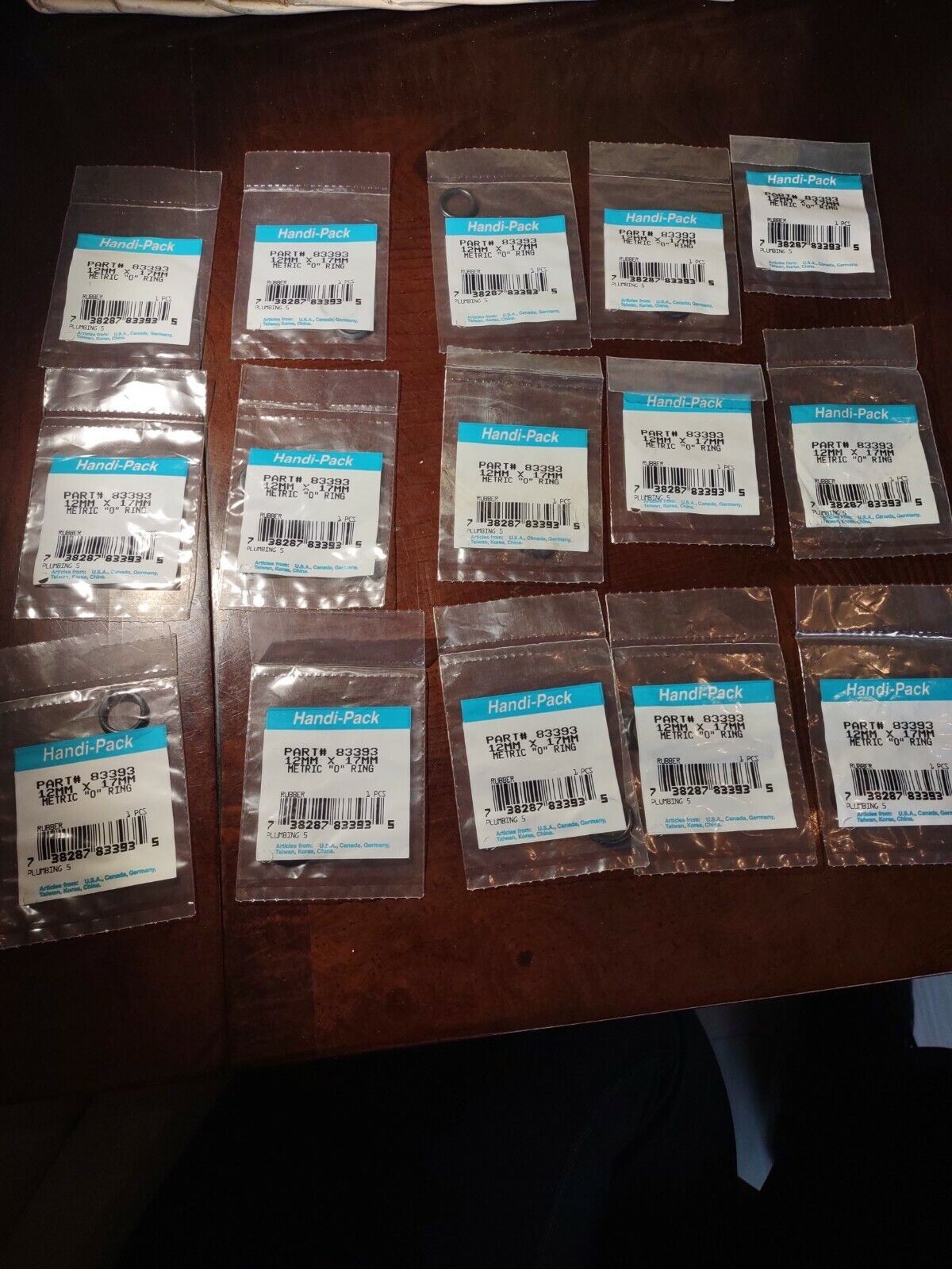 12mm x 17mm x 2.5mm Rubber O-Rings set of 15 - $12.75