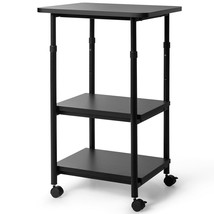 3-tier Adjustable Printer Stand with 360 Swivel Casters-Black - Color: Black - £75.71 GBP