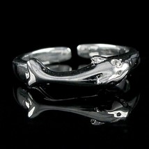 0.01 CT Round Cut Natural Diamond Dolphin Toe Ring 14K White Gold Plated - £81.26 GBP