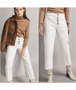 Massimo Dutti Size 10 Mid Rise Tailored Straight Leg Button Off White Jeans - €47,99 EUR